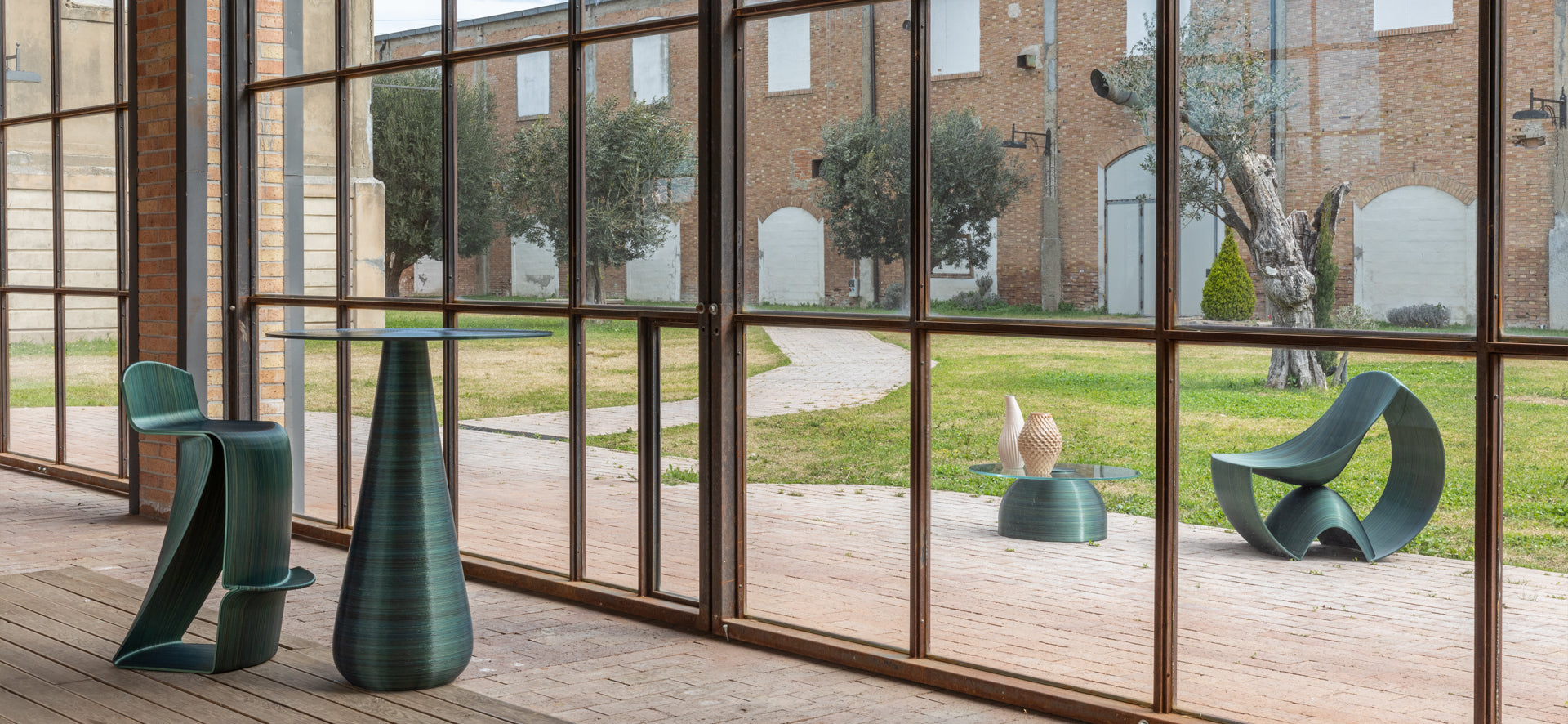3D Printed Furniture - High Stool Palermo High Table Enna Armchair Capri Coffee Table Kalsa Vase Bora Alma